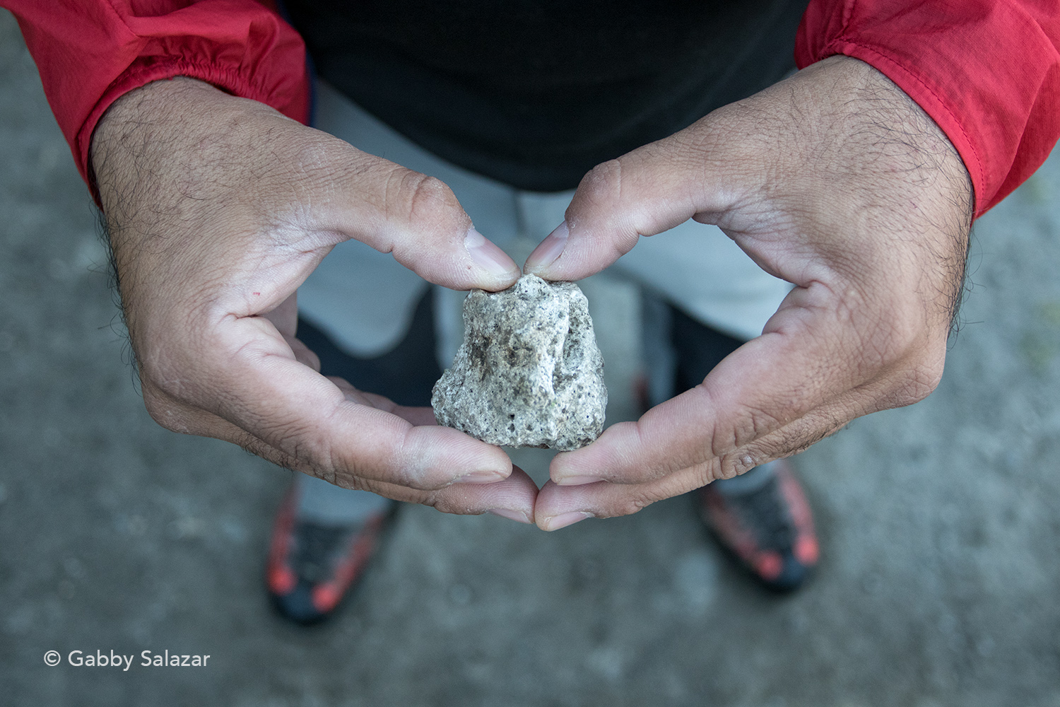 Explosive eruptions from Santiaguito produce pumice, a light and porous volcanic rock.